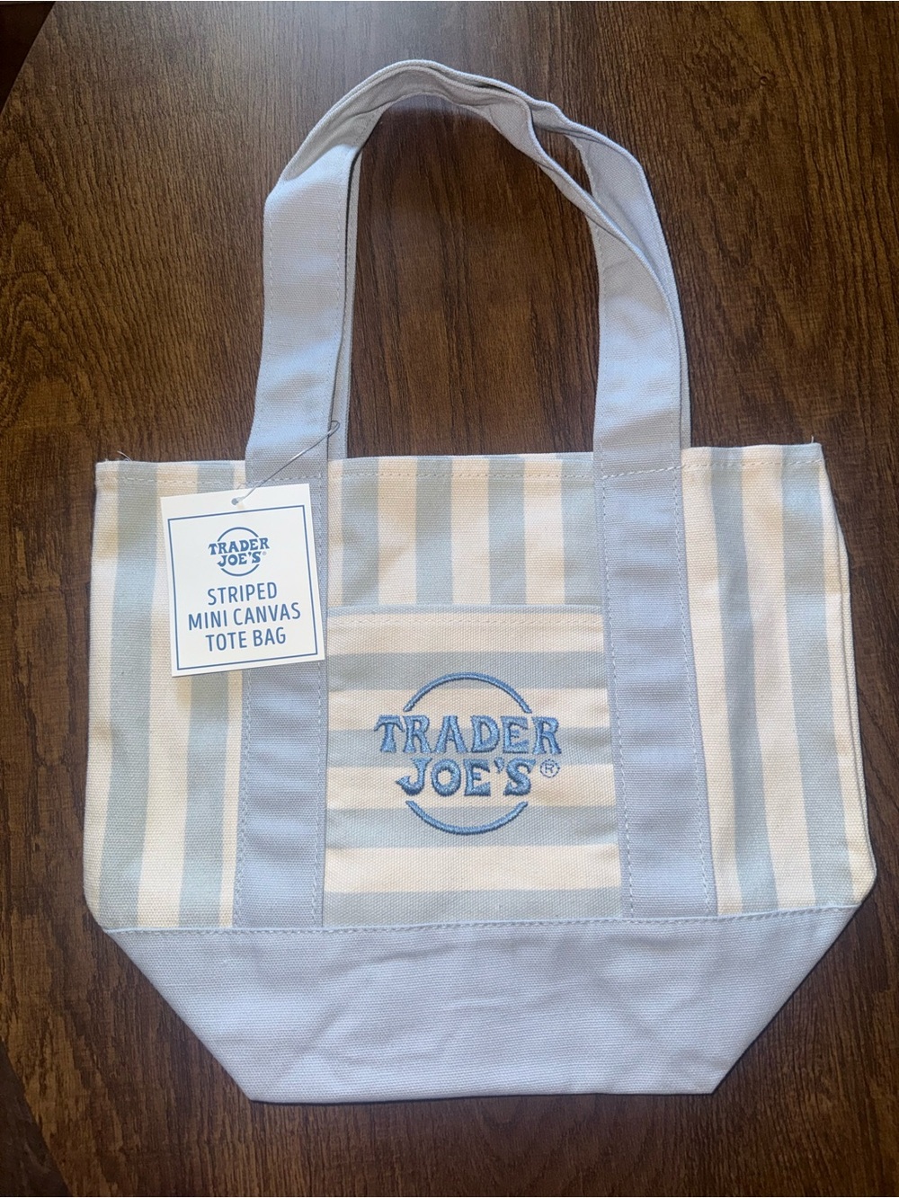 TRADER JOES MINI TOTE BAGS. Set of 4 new striped. 1 of each color - Picture 3 of 5